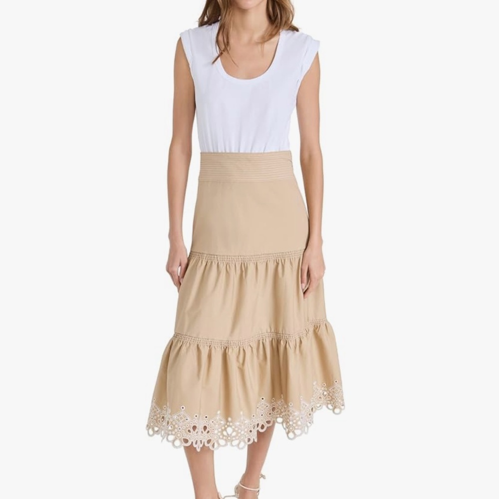 Veronica Beard Amaia White/Light Khaki Dress